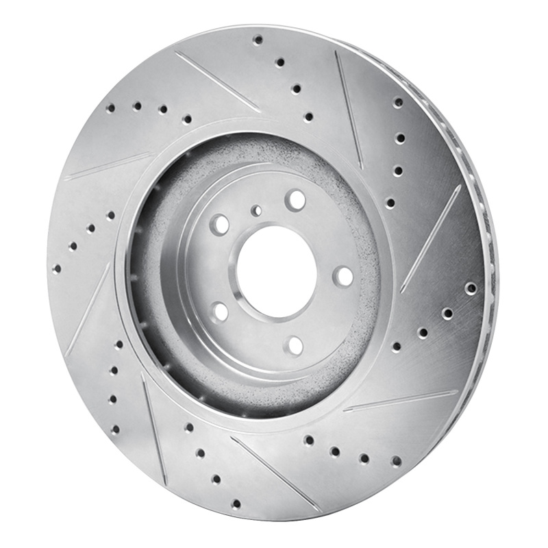 Infiniti Q50 Brake Rotor (1) - Front Left - R1 Concepts - Drilled & Slotted - Silver - `08-`25